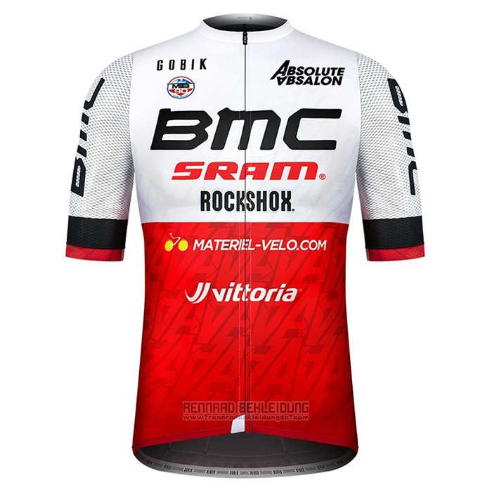 2021 Fahrradbekleidung BMC Wei Rot Trikot Kurzarm und Tragerhose